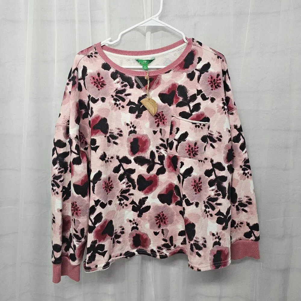 Dip Sweatshirt Grunge Floral Punk Goth Casual Pink Black 2X NWT - Picture 8 of 13